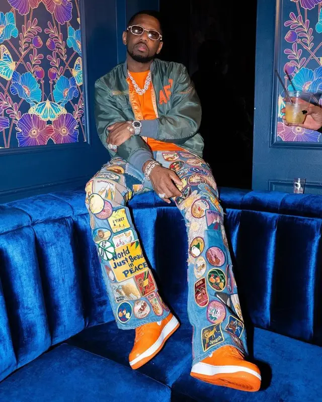 Fabolous outfit in AFB, Kapital, and Nike, 2023