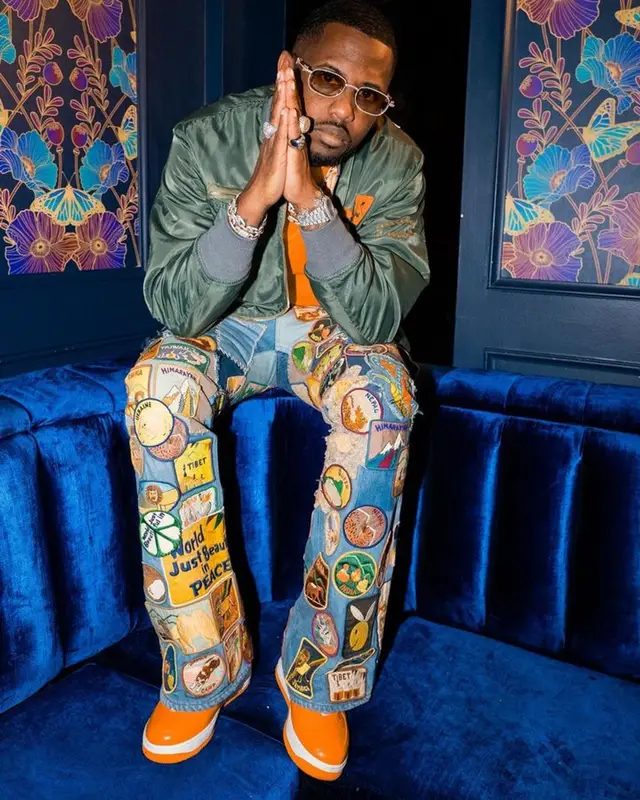 Fabolous outfit in AFB, Kapital, and Nike, 2023