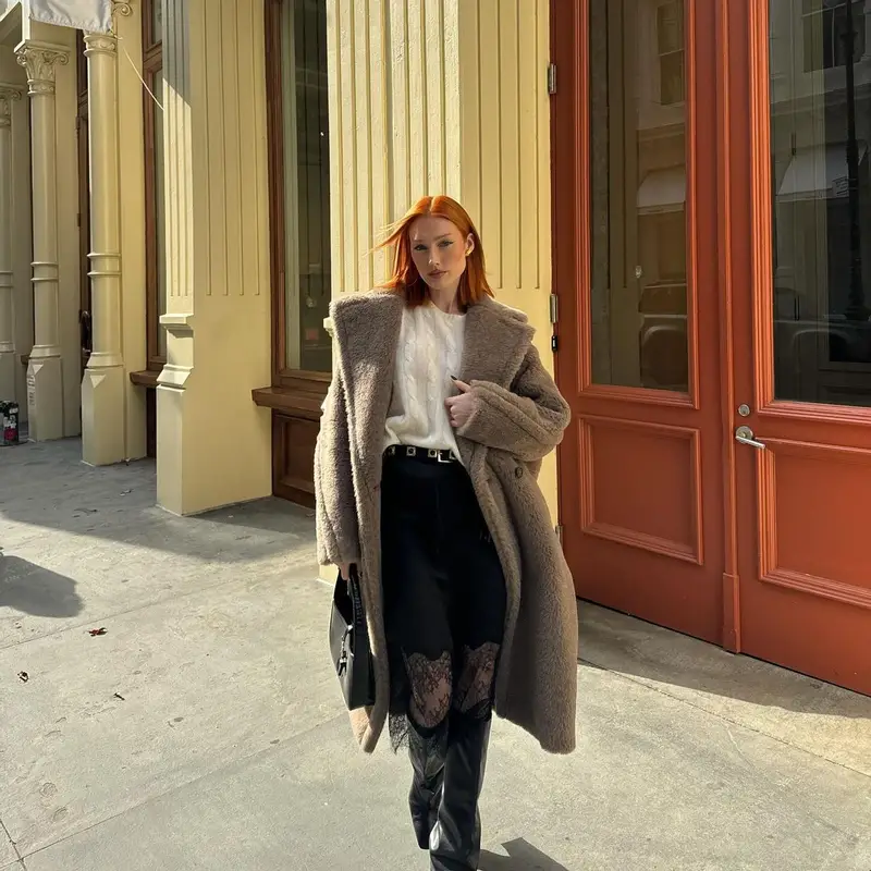 Meredith Duxbury outfit in Polo Ralph Lauren, Saint Laurent, and Anine Bing , 2023