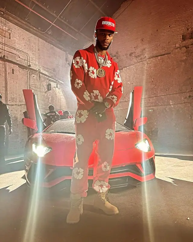 Papoose outfit in Denim Tears and Timberland, 2023