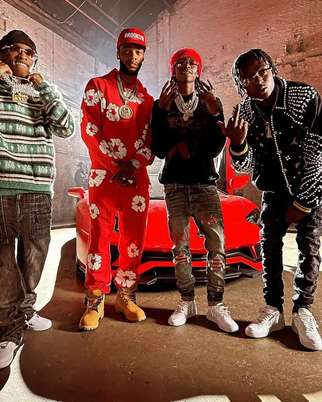 Papoose outfit in Denim Tears and Timberland, 2023