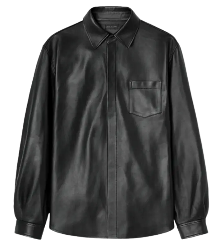 John Elliott Leather Cloak Button Up $1498