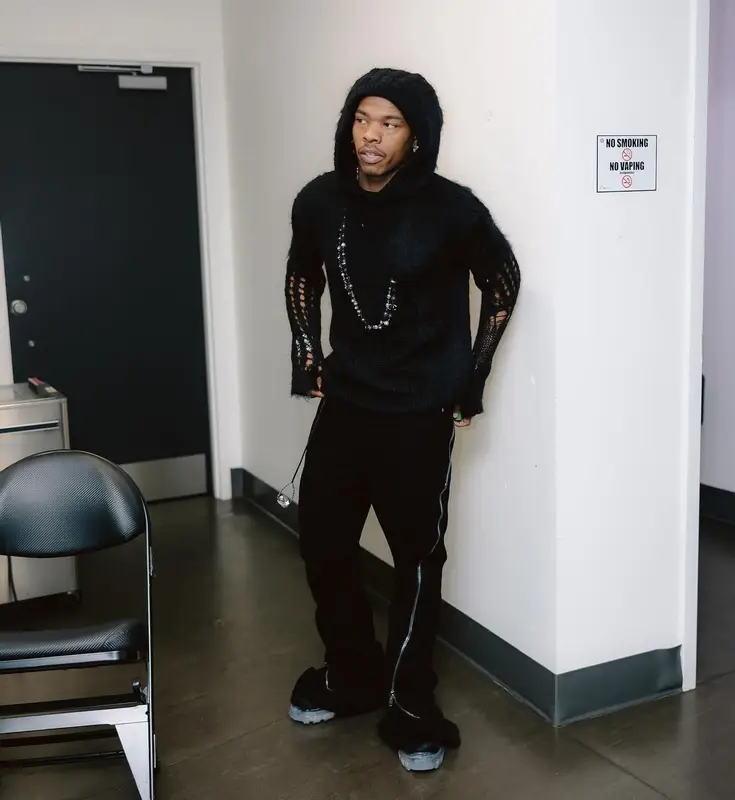 Lil Baby outfit in Rick Owens, 2023