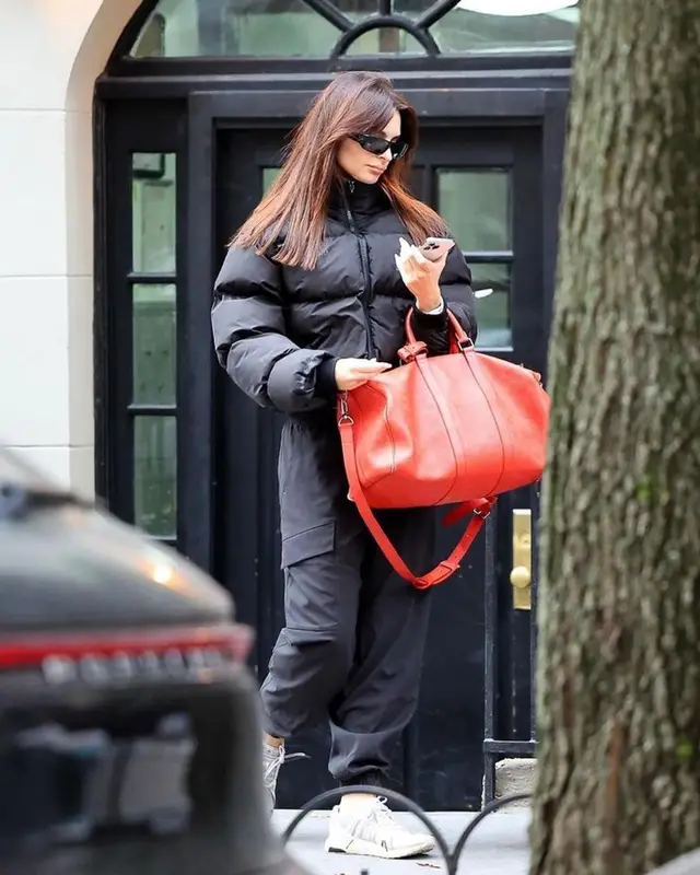 Emily Ratajkowski outfit in Adidas, Louis Vuitton, and Stella McCartney, 2023