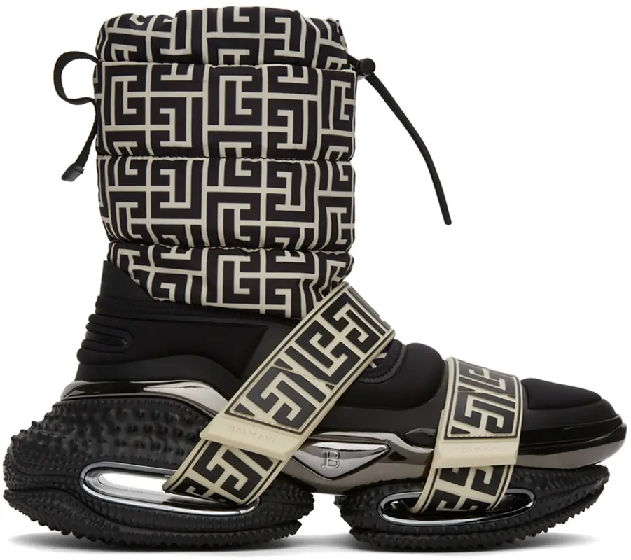 Balmain Black And Off-White Monogram Strap B-Bold Boots $1195