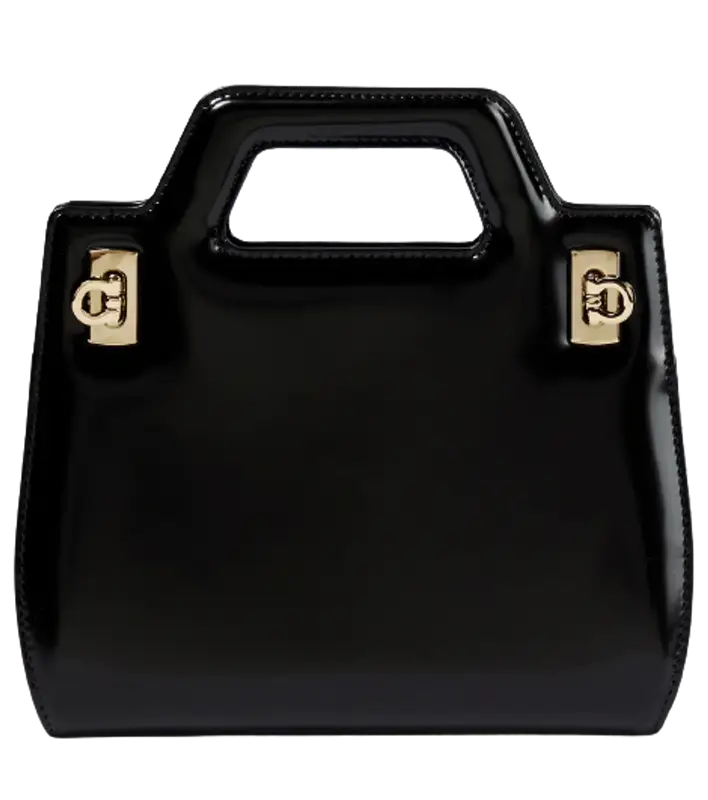 Ferragamo Black Wanda Mini Leather Tote Bag $1433