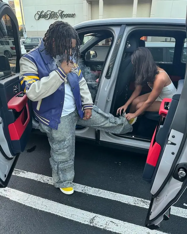 YTB Fatt outfit in Avirex, Amiri, and Rick Owens, 2023