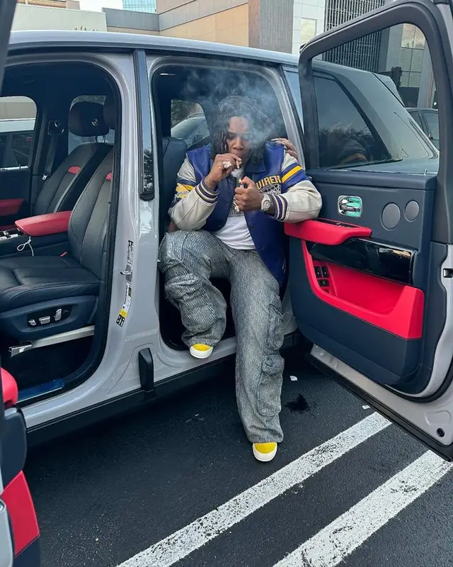 YTB Fatt outfit in Avirex, Amiri, and Rick Owens, 2023