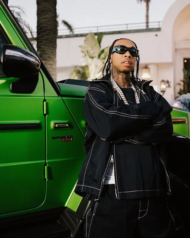 Tyga outfit in Timberland, Bottega Veneta, and Veneda Carter, 2023