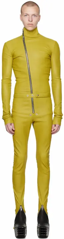 Rick Owens Green Gary Leather Jumpsuit In 32 Acid $4075