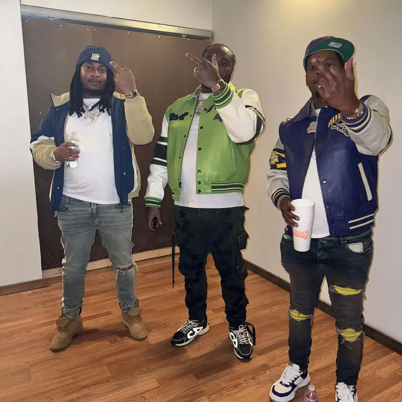 Baby Money outfit in Avirex, Amiri, and Maison Mihara Yasuhiro, 2023