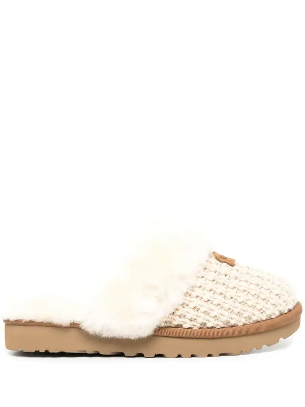 Ugg White Cozy Sheepskin-trimmed Knit Slippers $190