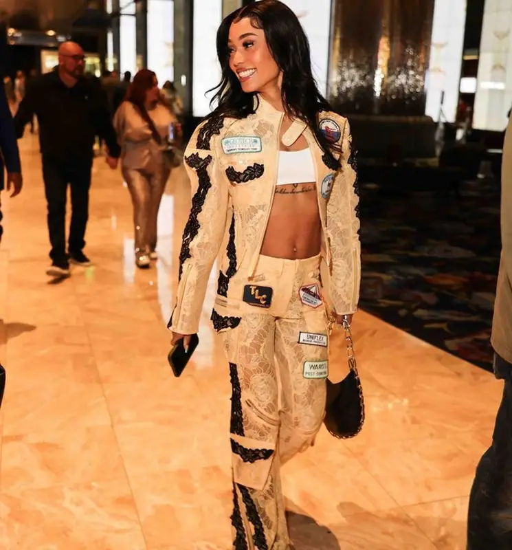 Coi Leray outfit in Yuhan Wang and Dion Lee, 2023