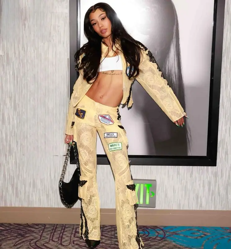 Coi Leray outfit in Yuhan Wang and Dion Lee, 2023