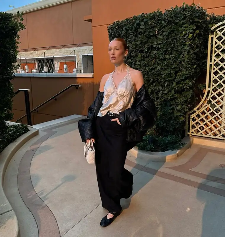 Meredith Duxbury outfit in Frankie Shop, Reformation, and The Row, 2023