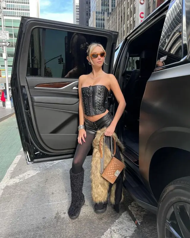 Sarah Snyder outfit in I.Am.Gia, Gia Borghini, and Chanel, 2023