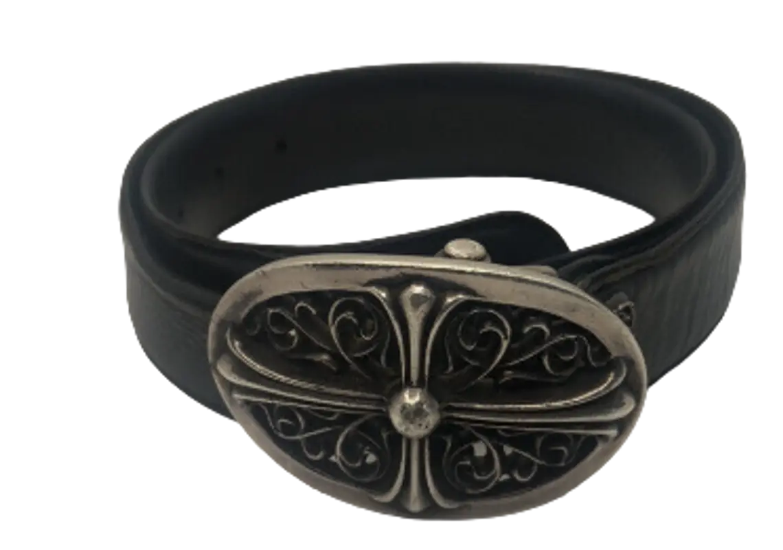 Chrome Hearts Black Logo Belt $1200