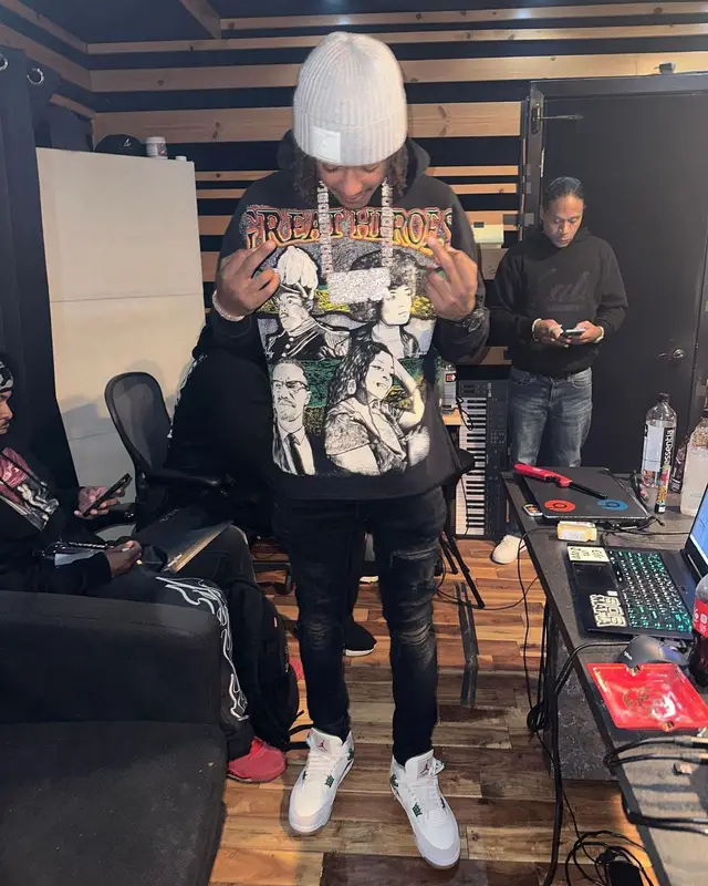 Skilla Baby outfit in Amiri, Jordan, and Cartier, 2023