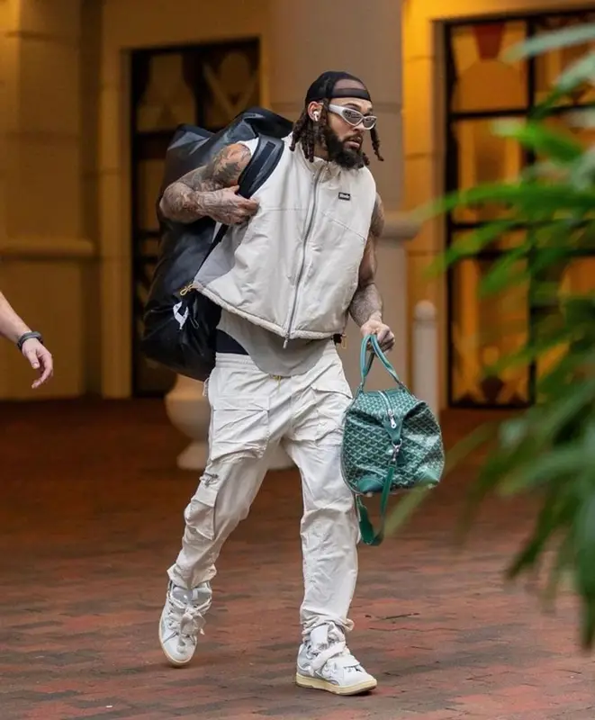Gary Trent J.R outfit in Rhude, Goyard, and Balenciaga, 2023