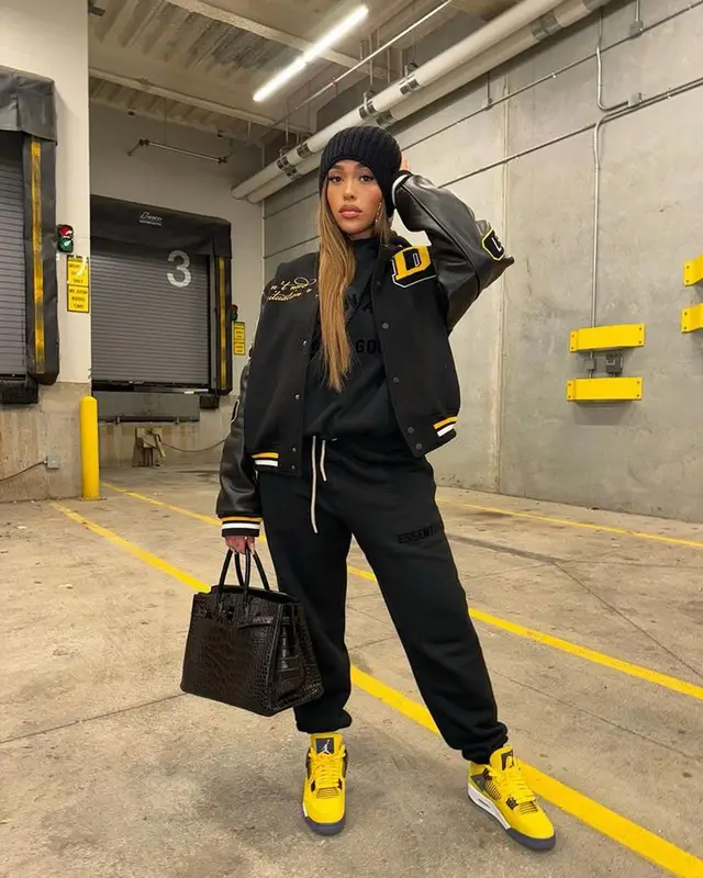 Jordyn Woods outfit in Fear of God, Jordan, and Hermes, 2023