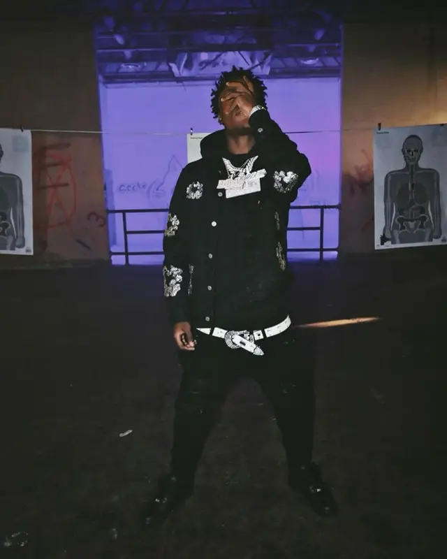 Mudbaby Ru outfit in Denim Tears, Amiri, and B.B. Simon, 2023