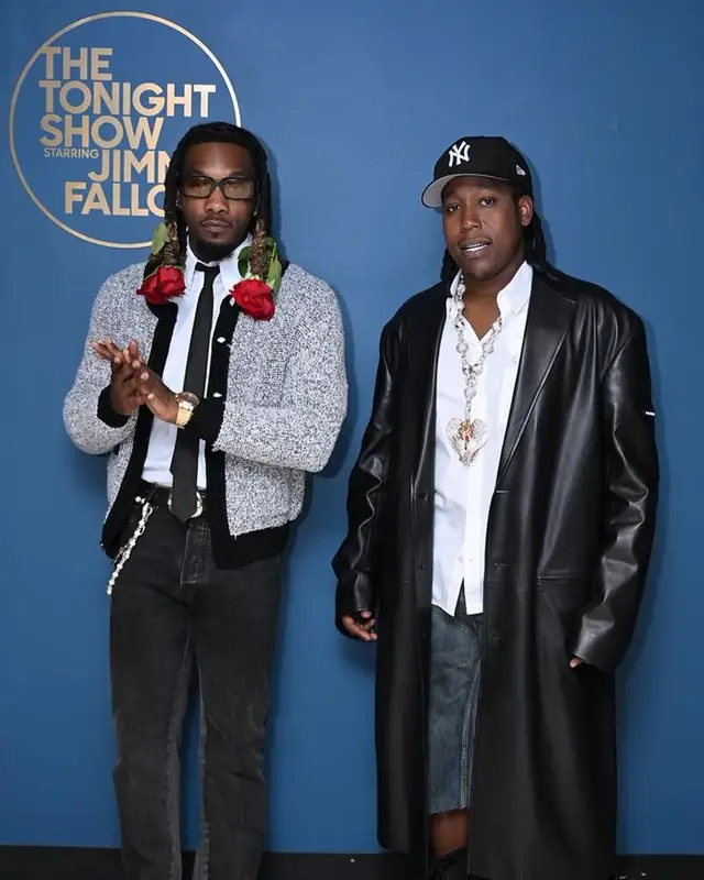 Offset outfit in Ernest W. Baker, Chrome Hearts, and Prada, 2023