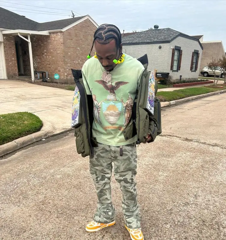 Sauce Walka outfit in Who Decides War, PRPS, and Louis Vuitton, 2023