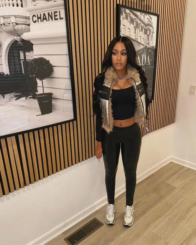 Lakeyah outfit in Diesel, Chanel, and Louis Vuitton, 2023