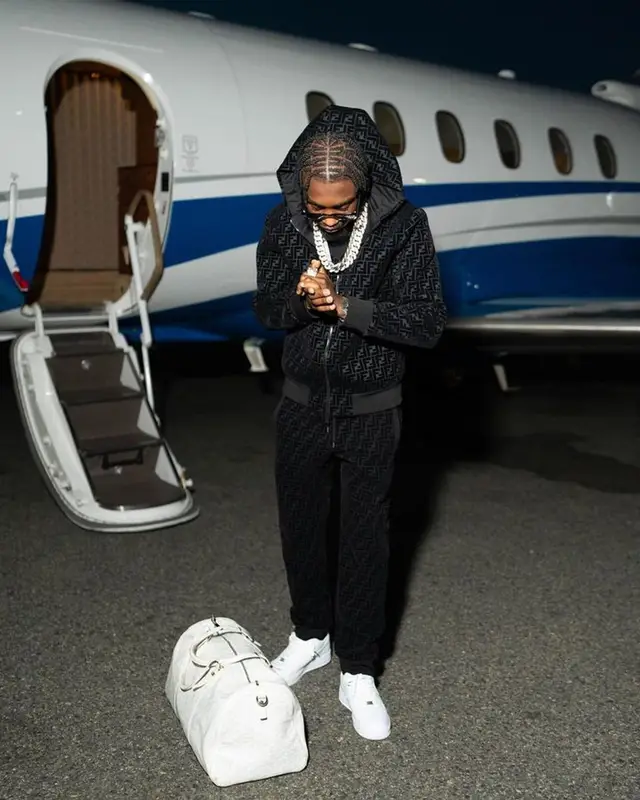 Lil Tjay outfit in Nike, Fendi, and Prada, 2023