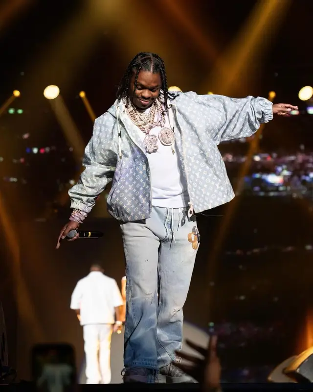 42 Dugg outfit in Louis Vuitton, Gallery Dept., and Nike, 2023