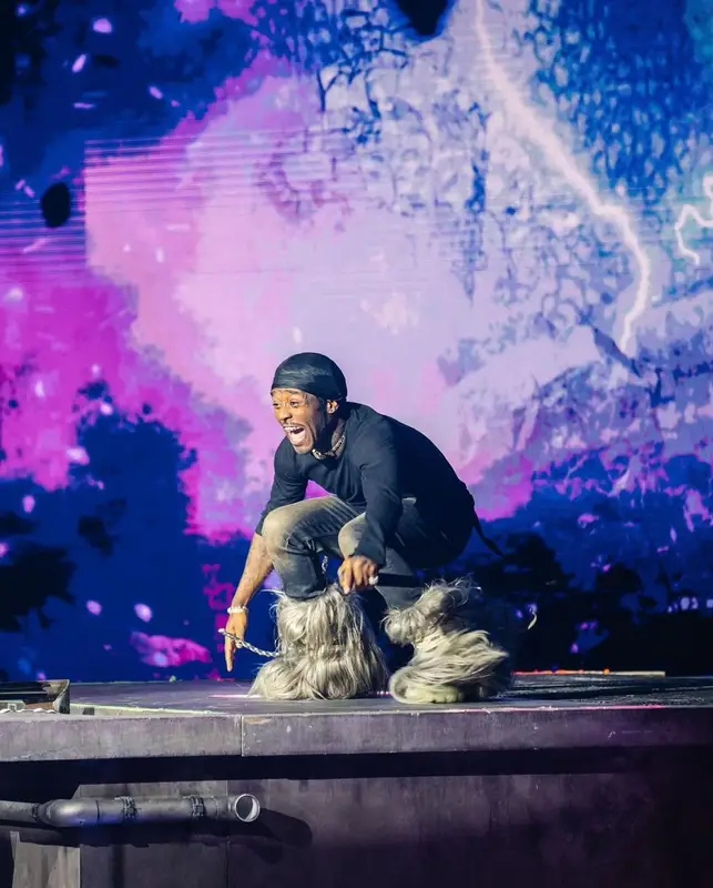 Lil Uzi Vert outfit in Rick Owens and Moncler, 2023