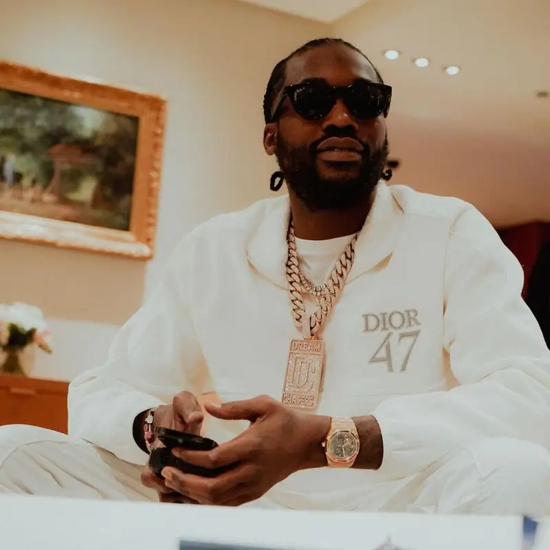Meek Mill outfit in Dior, Audemars Piguet, and Ray-Ban, 2023
