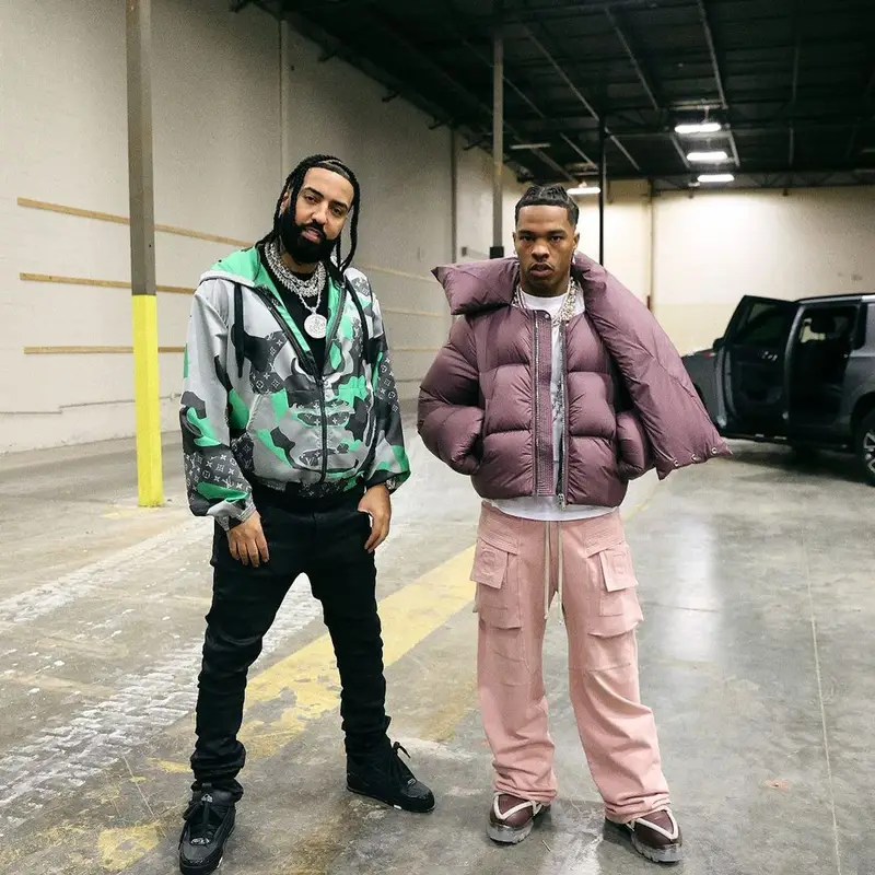 French Montana outfit in Louis Vuitton and Amiri, 2023