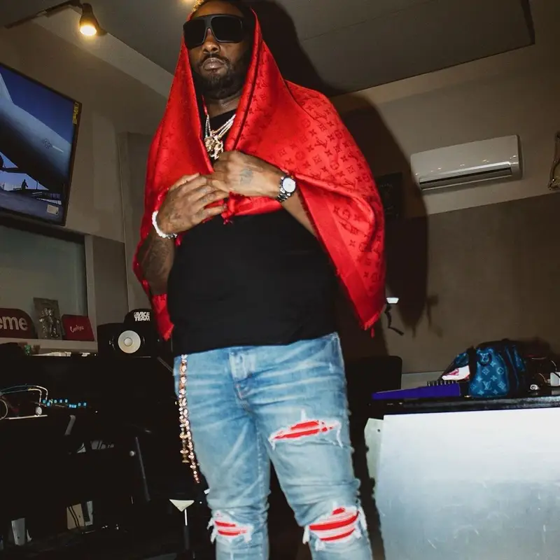 Peezy outfit in Amiri, Rick Owens, and Louis Vuitton, 2023