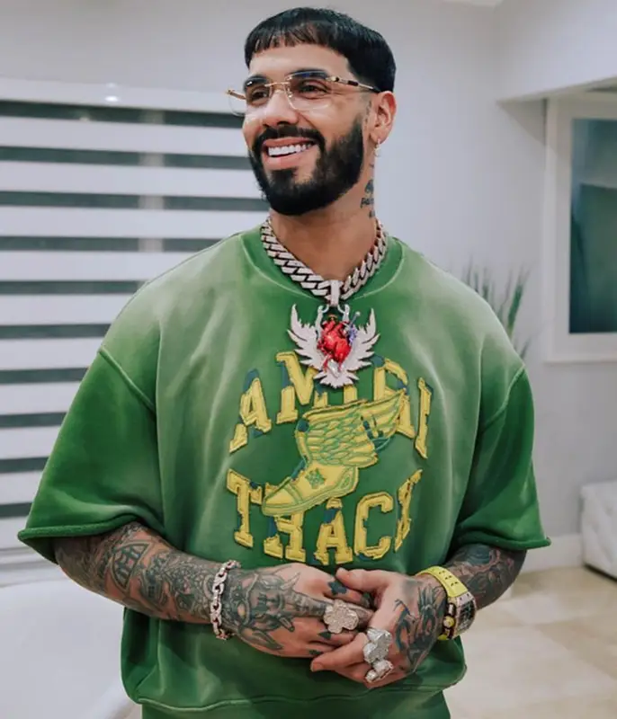 Anuel AA outfit in Amiri, Timberland, and Richard Mille, 2023