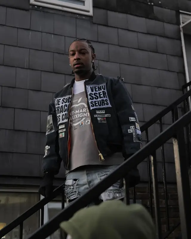 21 Savage outfit in coucou bebe75018, Nike, and Prada, 2024