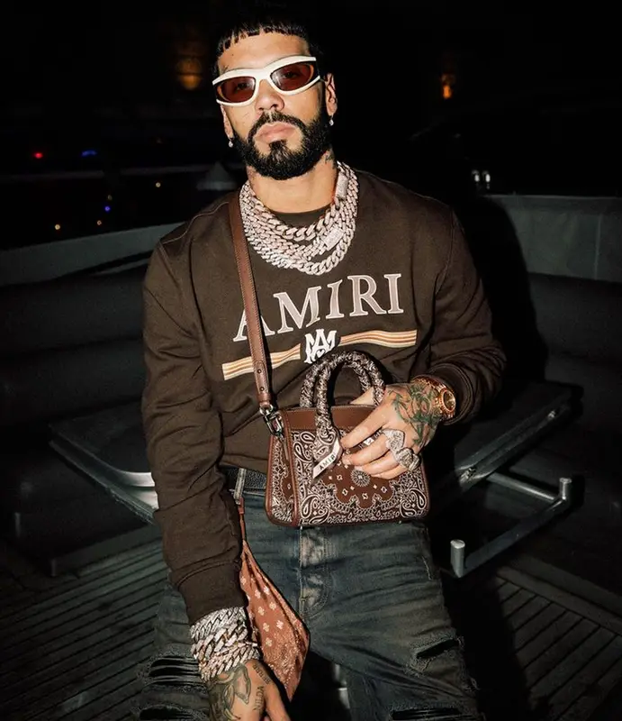 Anuel AA outfit in Amiri and Bottega Veneta, 2023