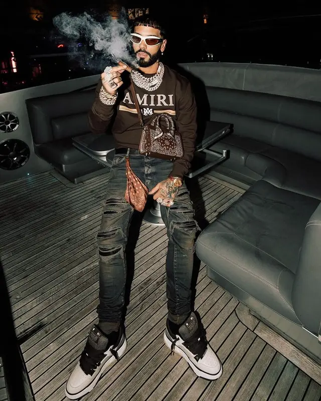 Anuel AA outfit in Amiri and Bottega Veneta, 2023
