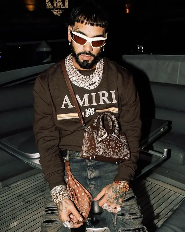 Anuel AA outfit in Amiri and Bottega Veneta, 2023