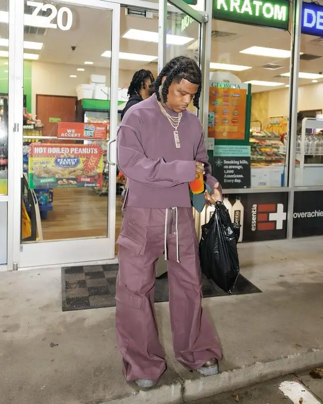 Rylo Rodriguez outfit in Rick Owens, 2023