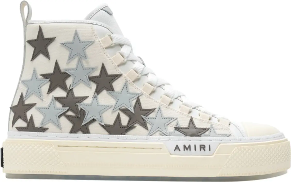 Amiri White And Grey Stars High-Top Court Sneakers $590