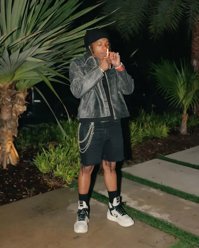 Lil Baby outfit in Enfants Riches Deprimes, Saint Laurent, and Rick Owens, 2023