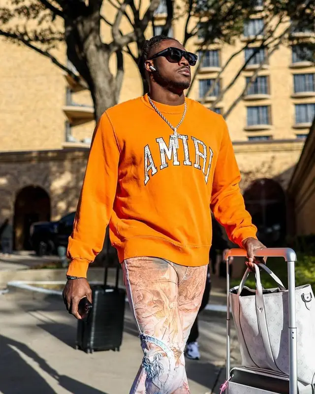 A.J. Brown outfit in Amiri, Who Decides War, and Louis Vuitton, 2023