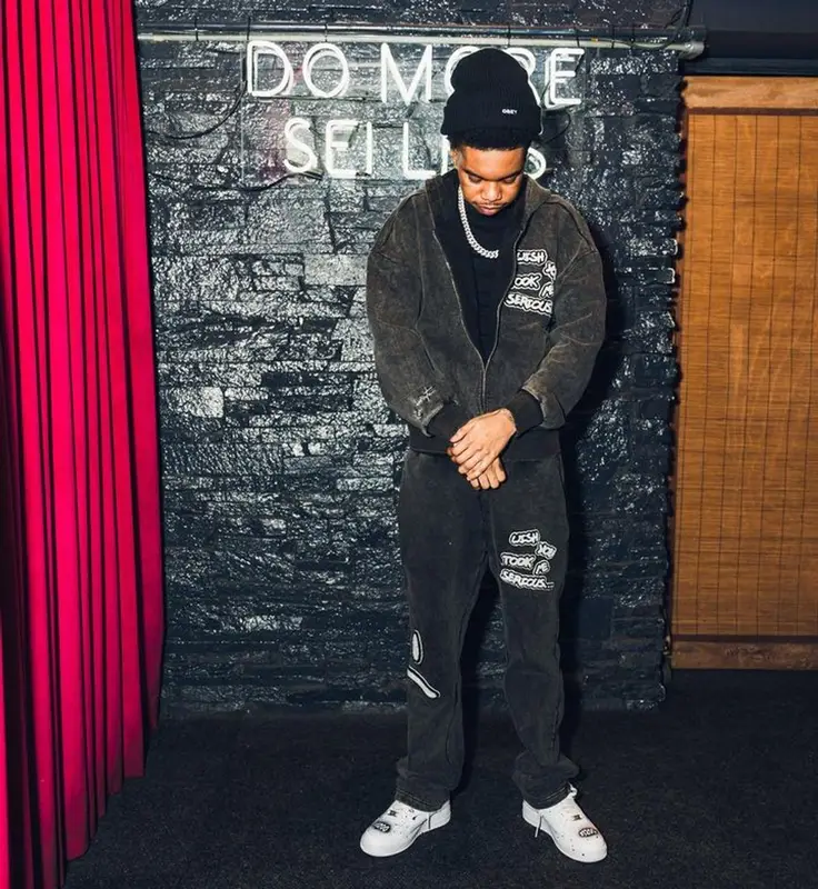Lil Poppa outfit in Ricco Gioventu and Obey, 2023