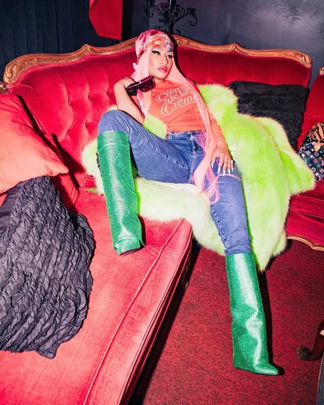 Nicki Minaj outfit in Re/Done, Givenchy, and Chanel, 2023