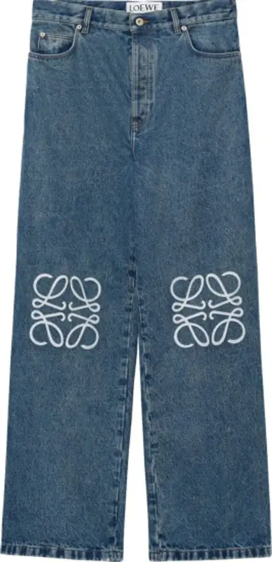 Loewe Blue Anagram Knee Jeans $1050