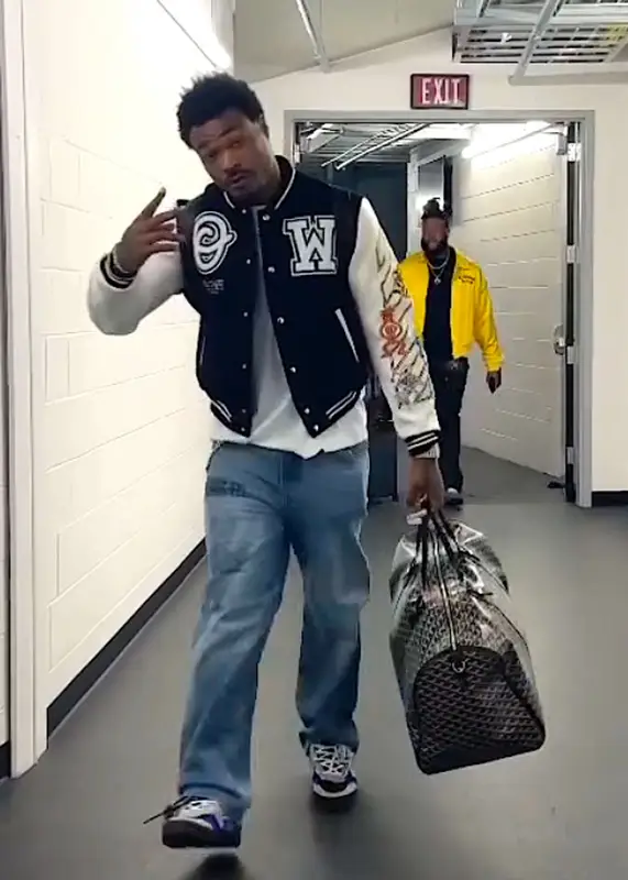 Derwin James outfit in Off-White and Goyard, 2023