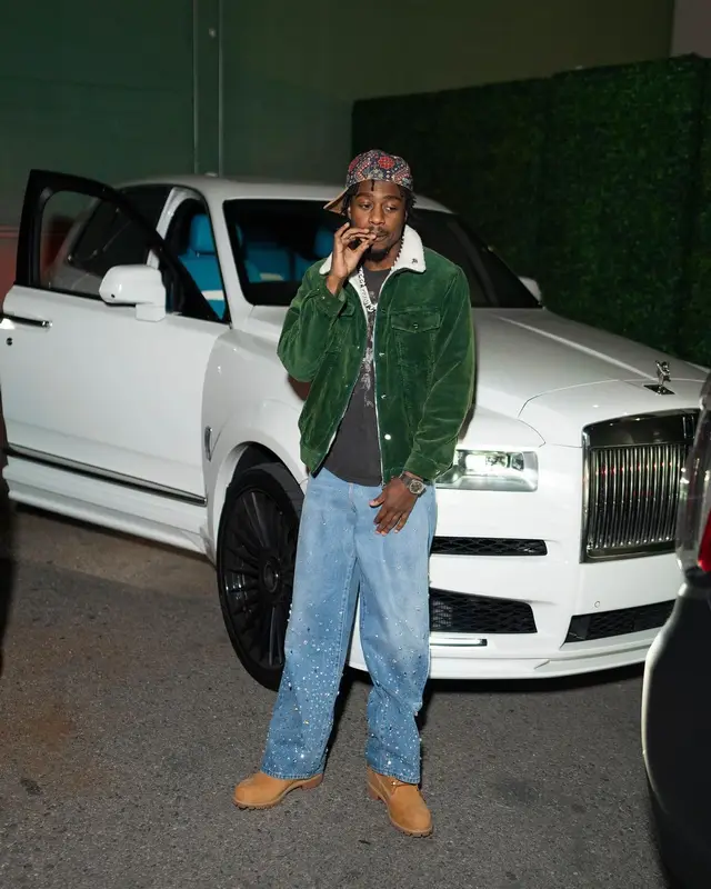 Lil Tjay outfit in Timberland, ’47, and Kith, 2023