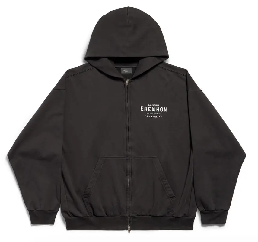 Erewhon Market Logo Black Zip-Up Hoodie $1150