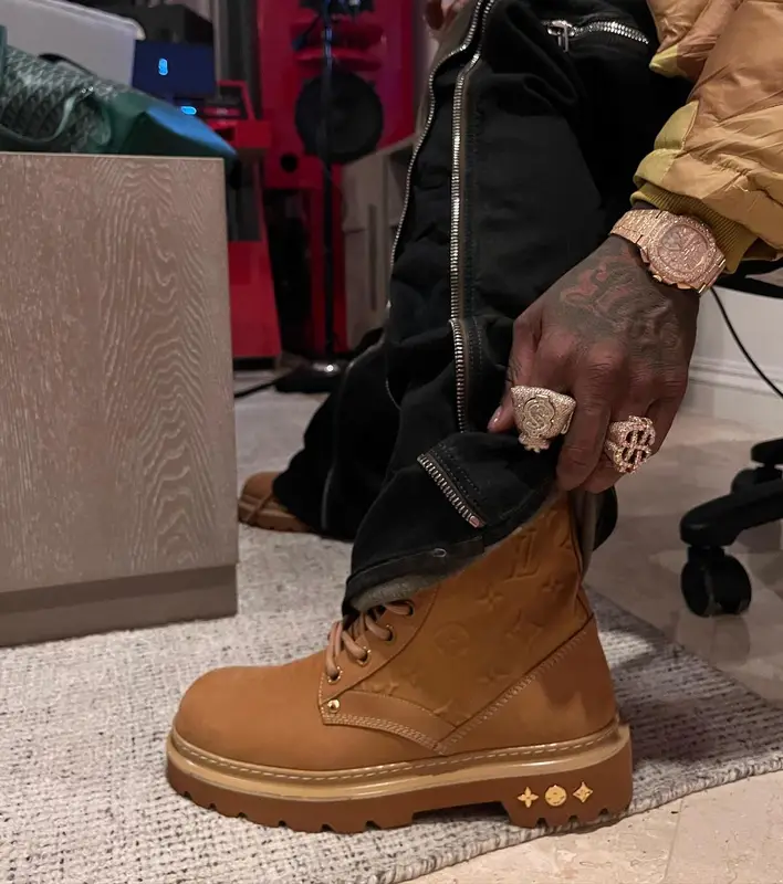 Moneybagg Yo outfit in KidSuper, Louis Vuitton, and Rick Owens, 2023